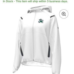 Notre Dame Under Armour White Zip-Up Jacket with Embroidered Logo